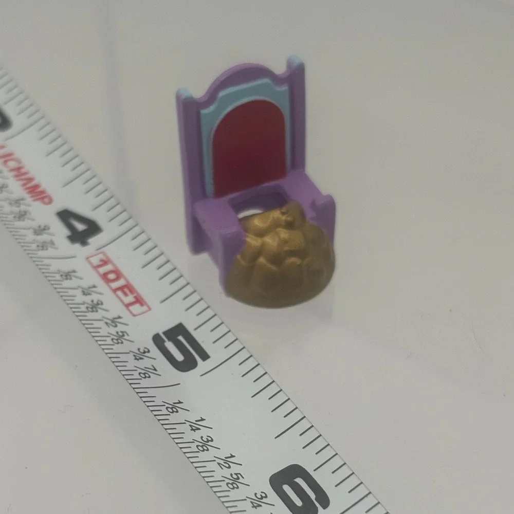 Vintage Polly Pocket Throne Chair Miniature Furniture Purple Gold Teal Accessory